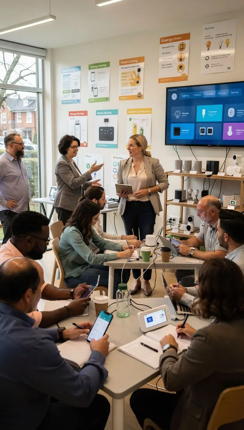 Person using a smartphone app to automate home security and energy management